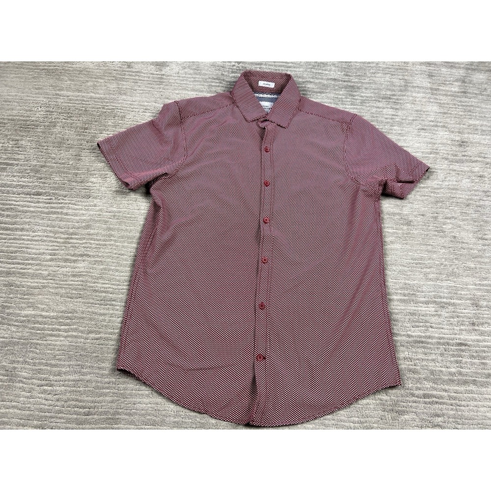 Essex Crossing X Shirt Mens Small Red Button‎ Up Short Sleeve Stretch Casual